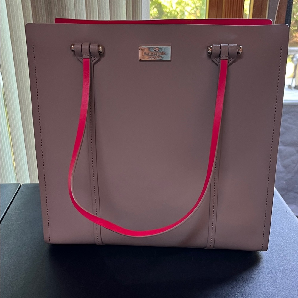 Kate Spade Gray and Pink Arbour Hill Tote Bag